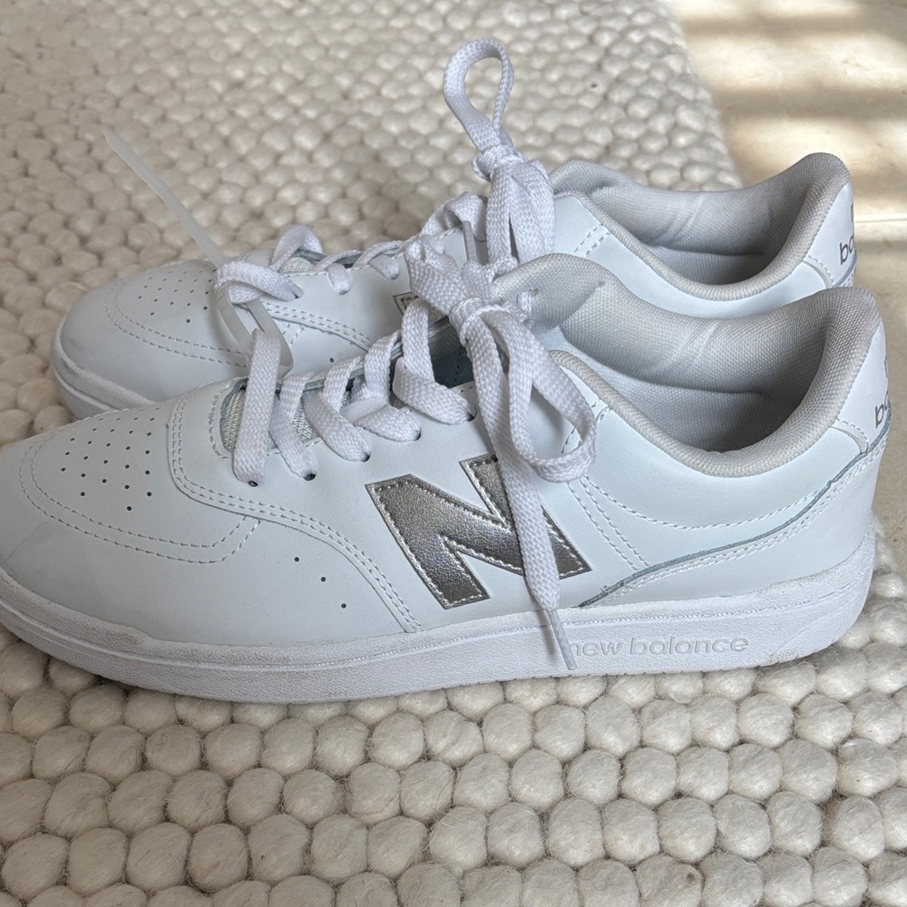 Worn Once New Balance BB80 White Sneakers with Silver Details - Picture 4 of 6